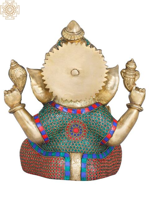 12" Crowned Ganesha In Brass | Handmade | Made In India