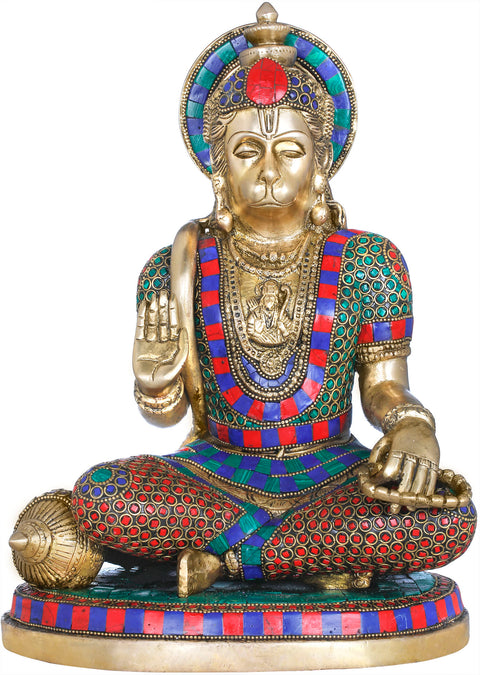 12" Bhakt Hanuman in Abhaya Mudra In Brass | Handmade | Made In India