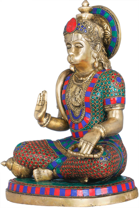 12" Bhakt Hanuman in Abhaya Mudra In Brass | Handmade | Made In India