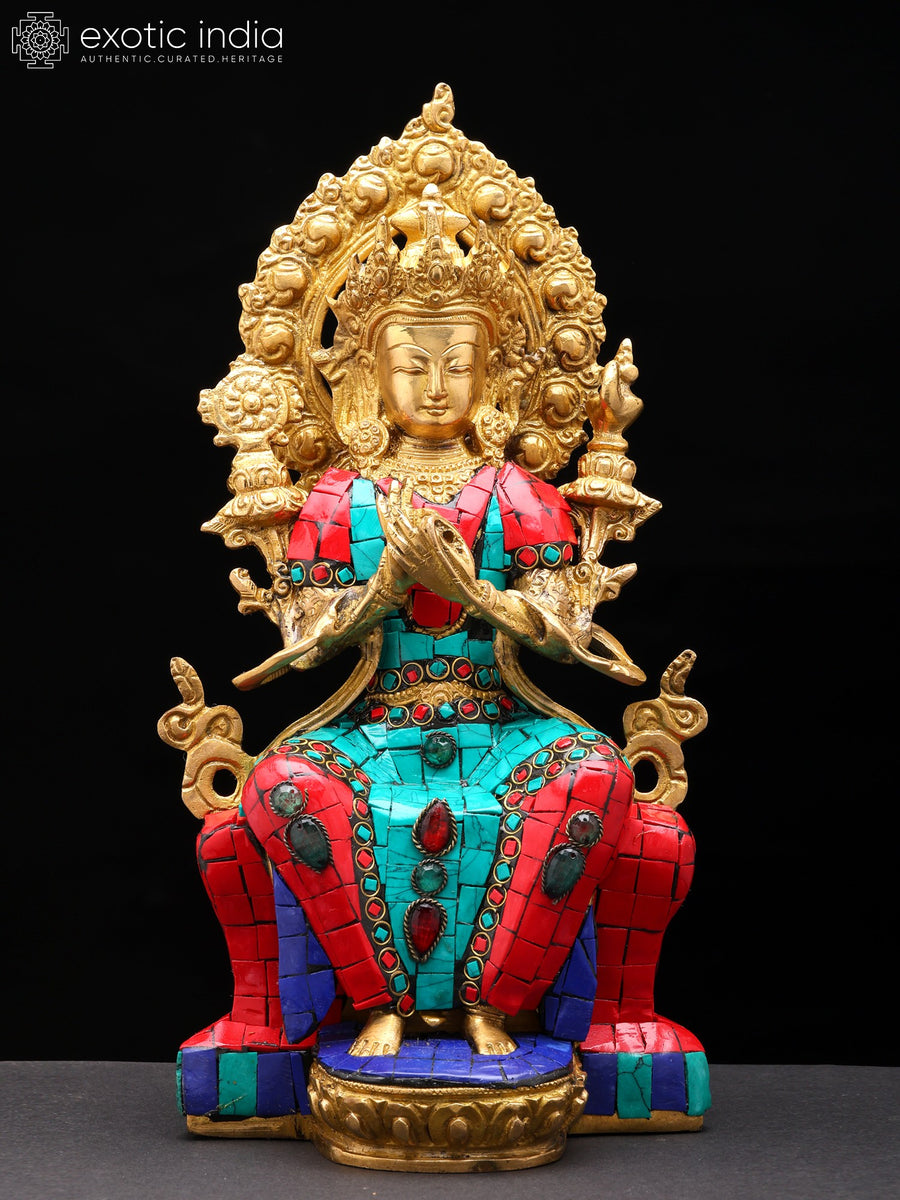 11" Handmade Maitreya Buddha Brass Statue for Home Decor