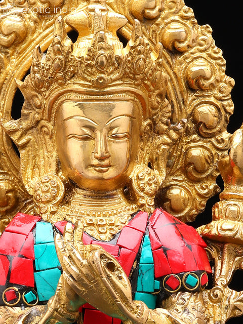 11" Future Buddha Maitreya Brass Statue | Handmade Buddhist Idols | Made in India