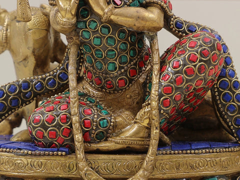 8" Krishna and Cow in their Rhythmic Posture in Brass | Handmade | Made in India