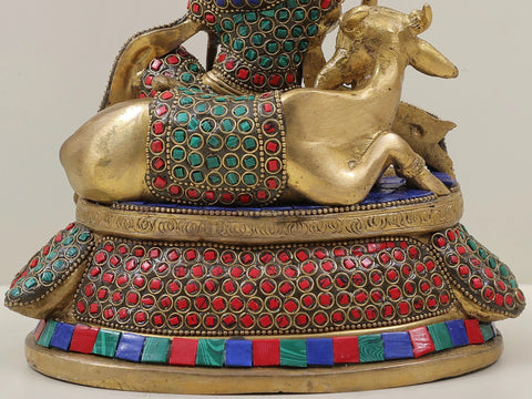 8" Krishna and Cow in their Rhythmic Posture in Brass | Handmade | Made in India