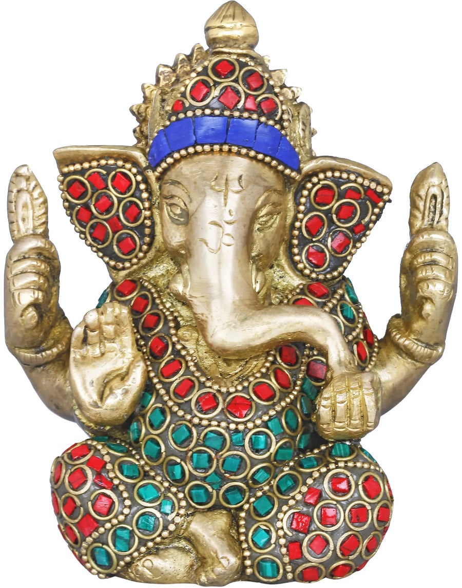 4" Small Handmade Ganesha Brass Idol for Home Pooja