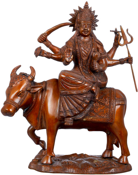 13" Gujarati Durga Mata Brass Idol | Handmade | Made In India