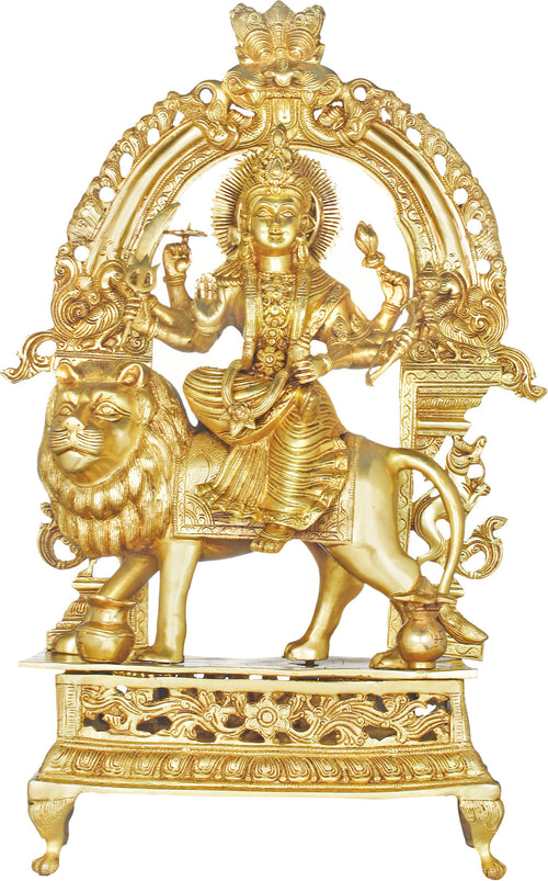 26" Goddess Durga Brass Statue for Temple Pooja Handmade