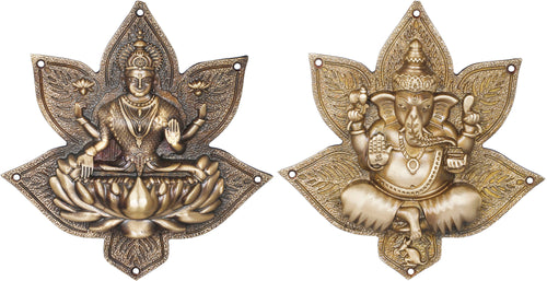 7" Brass Star Lakshmi Ganesha Wall Hanging Handmade