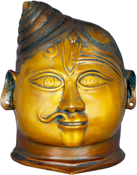 9" Ardhanarishvara Head In Brass | Handmade | Made In India