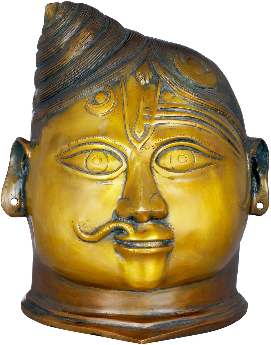 9" Ardhanarishvara Head Brass Statue Handmade