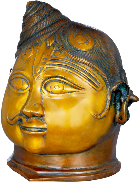 9" Ardhanarishvara Head In Brass | Handmade | Made In India