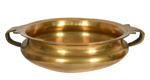 Brass Ritual Urli with Two Handles for Pooja