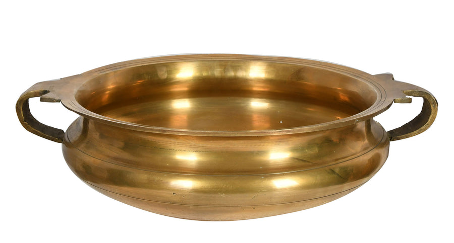 Brass Ritual Urli with Two Handles for Pooja