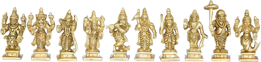 2" Dashavatara Ten Incarnations Vishnu Brass Statue Handmade