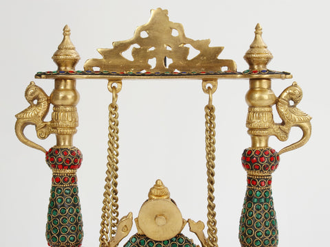 13" Lord Ganesha on a Swing In Brass