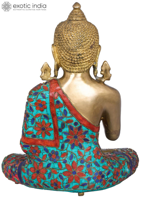 13" Tibetan Buddhist Deity Preaching Buddha In Brass | Handmade | Made In India