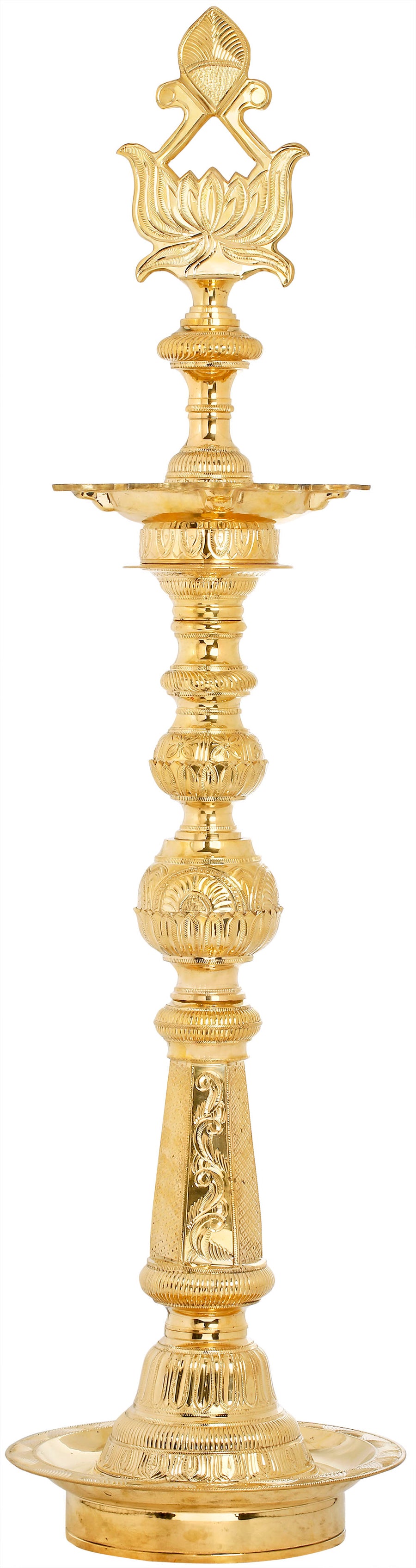 46" Large Brass Lotus Lamp Handmade Statue for Home Decor
