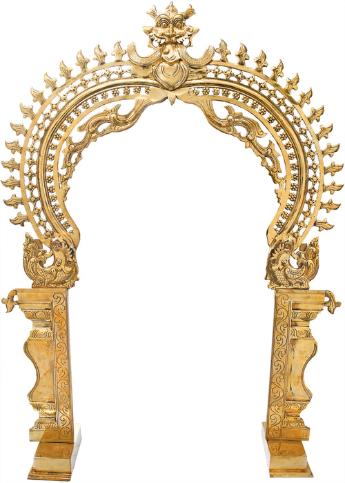 47" Kirtimukha Brass Aureole Handmade Statue for Temple Decor