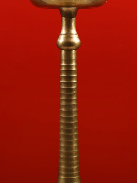 45" South Indian Large Wick Lamp in Brass | Handmade Diya for Puja