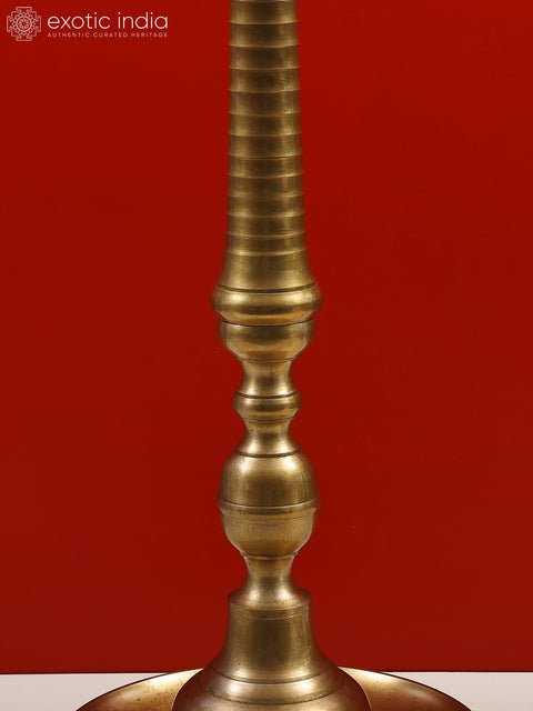 45" South Indian Large Wick Lamp in Brass | Handmade Diya for Puja