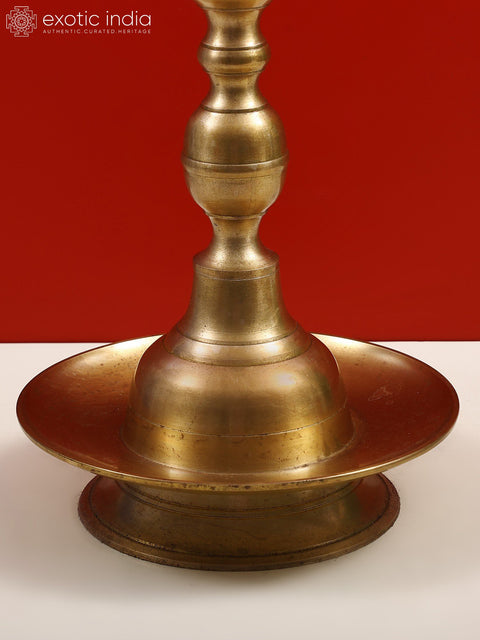 45" South Indian Large Wick Lamp in Brass | Handmade Diya for Puja