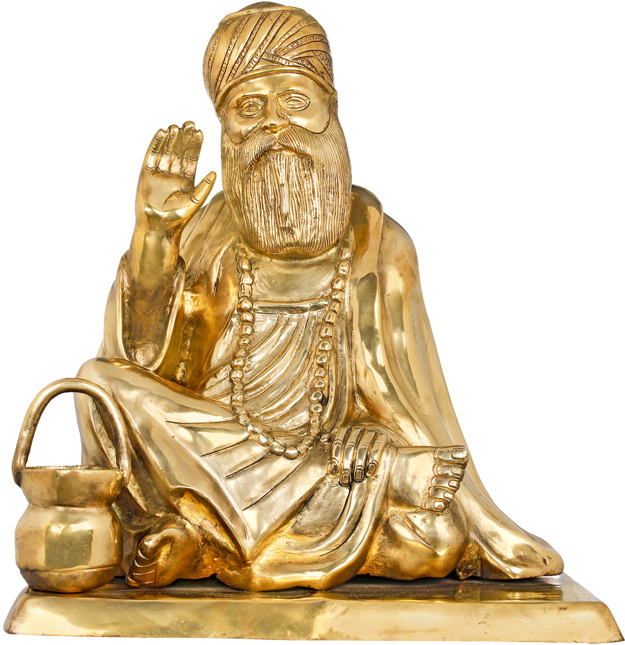19" Guru Nanak Handmade Brass Statue for Pooja