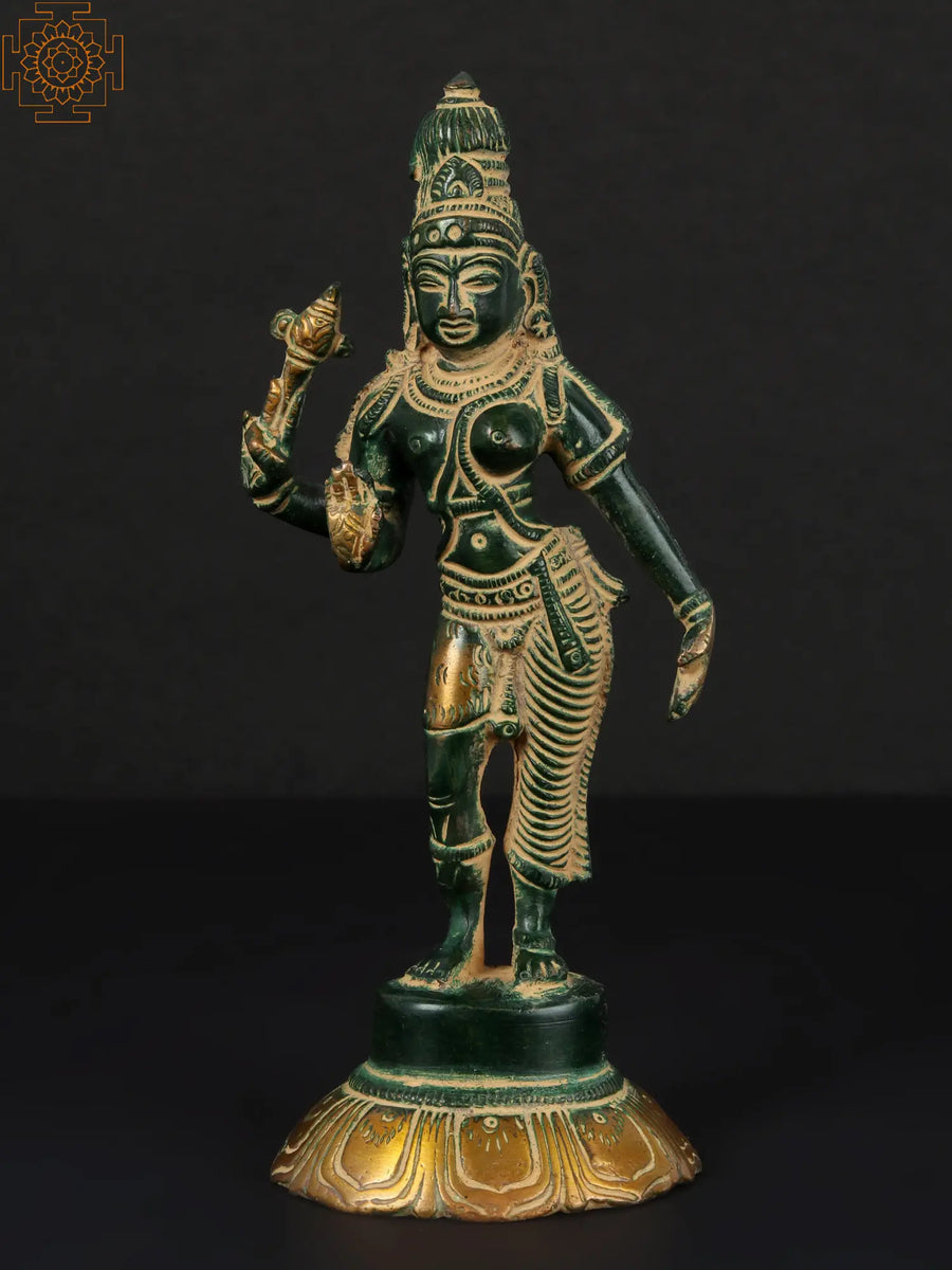 6" Handmade Brass Ardhanarishvara Sculpture - Shiva Shakti Idol