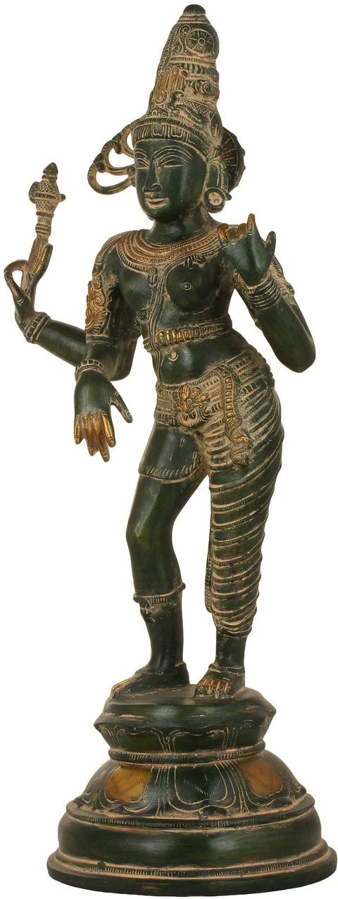 19" Ardhanarishvara (Shiva-Shakti) In Brass | Handmade | Made In India