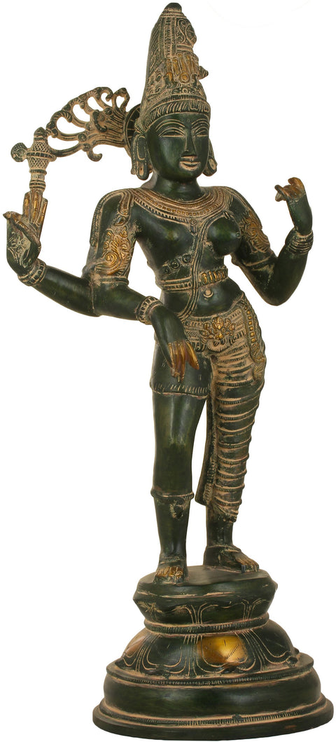 19" Ardhanarishvara (Shiva-Shakti) In Brass | Handmade | Made In India