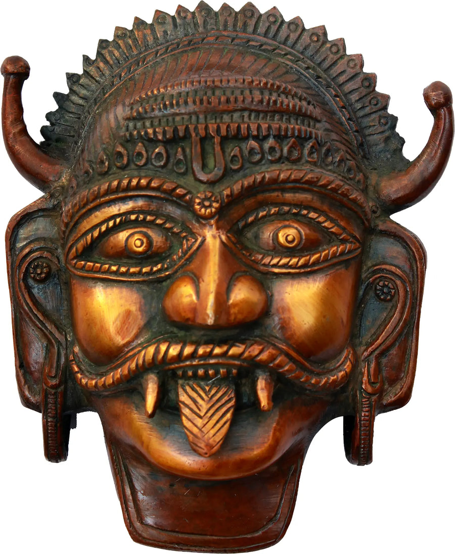5" Bhairava Brass Wall Hanging Mask Handmade