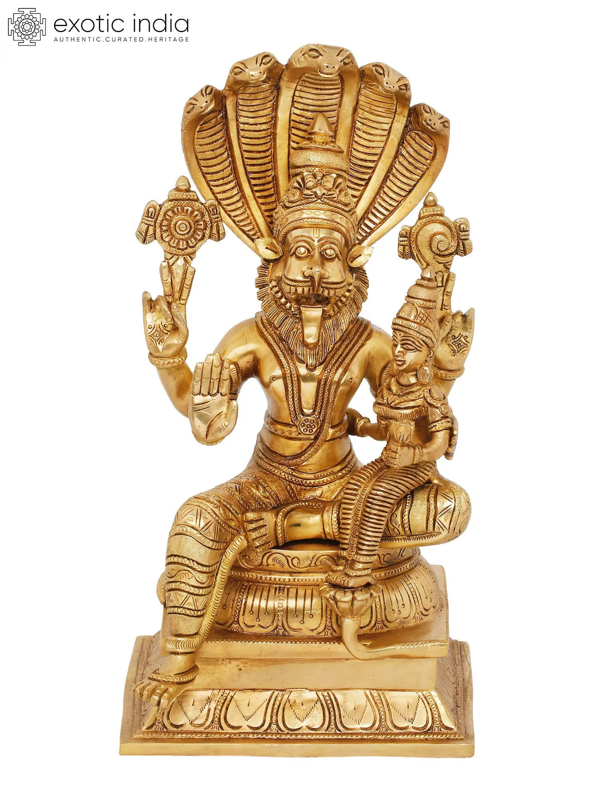 13" Bhagawan Narasimha With Bhudevi In Brass | Handmade | Made In India