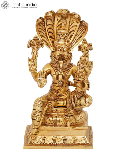 13" Narasimha With Bhudevi Handmade Brass Statue