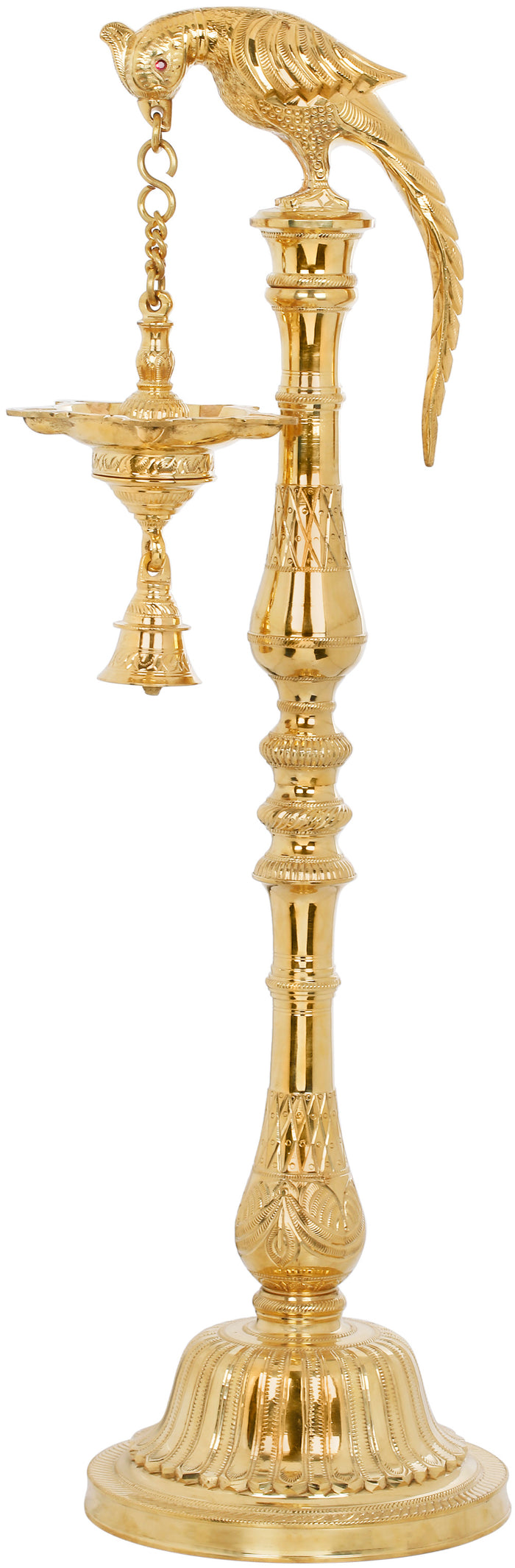 29" Handmade Brass Hanging Parrot Oil Lamp with Wick