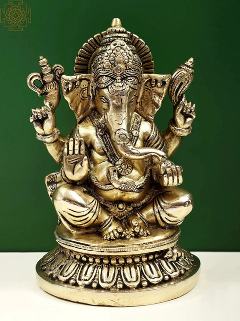 8" Lord Ganesha Brass Idol | Handmade | Made in India