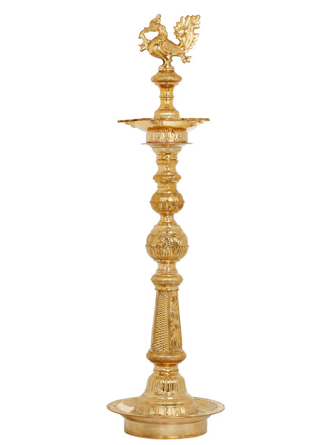 42" Superfine Engraved Peacock Lamp (Annam Lamp) Large Size in Brass