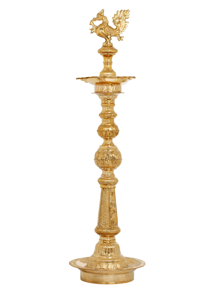 42" Superfine Engraved Peacock Lamp (Annam Lamp) Large Size in Brass