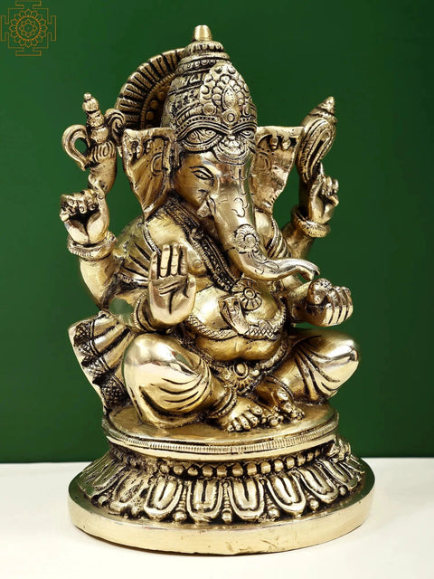 8" Lord Ganesha Brass Idol | Handmade | Made in India