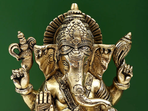 8" Lord Ganesha In Brass | Handmade | Made In India