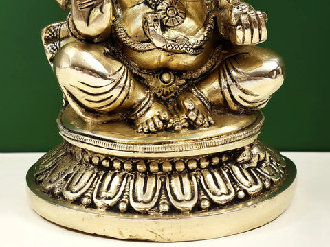 8" Lord Ganesha In Brass | Handmade | Made In India