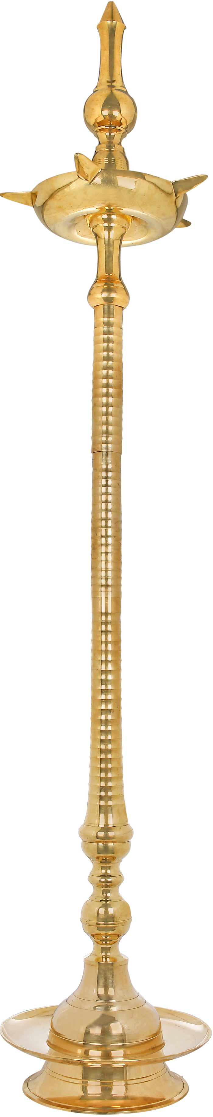 74" South Indian Brass Lamp Statue Handmade Home Decor