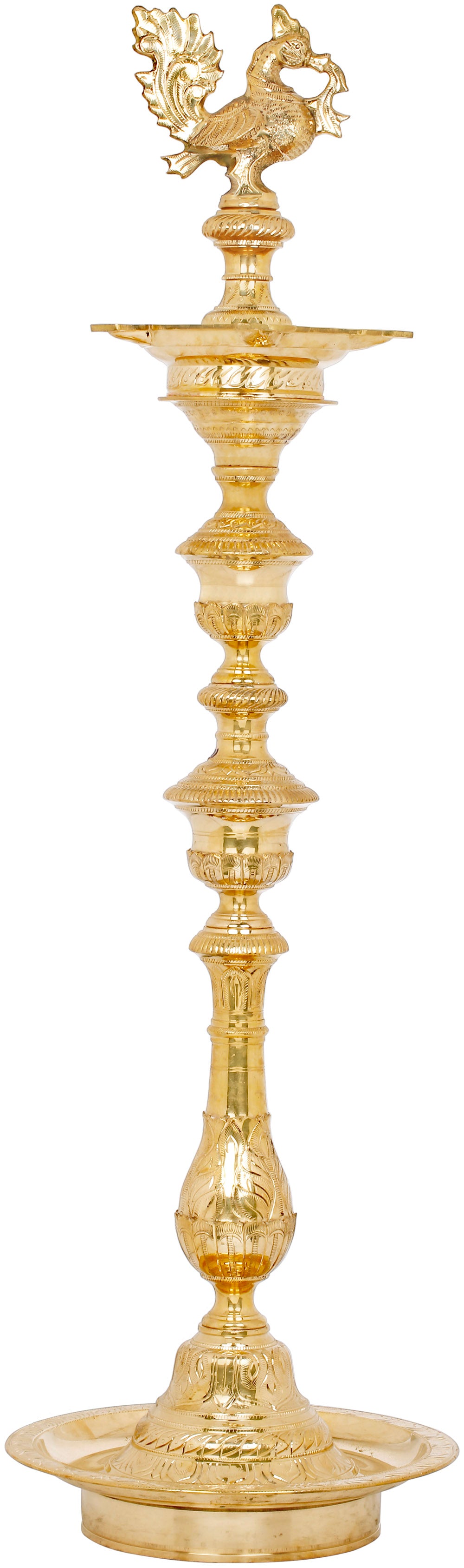 43" Resplendent Peacock Lamp (Annam Lamp) in Brass | Handmade | Made in India