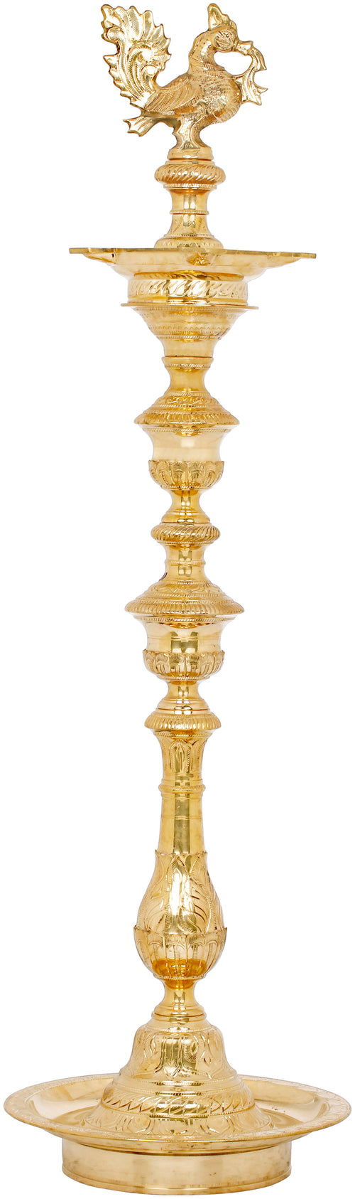 43" Brass Peacock Annam Lamp Handmade Statue