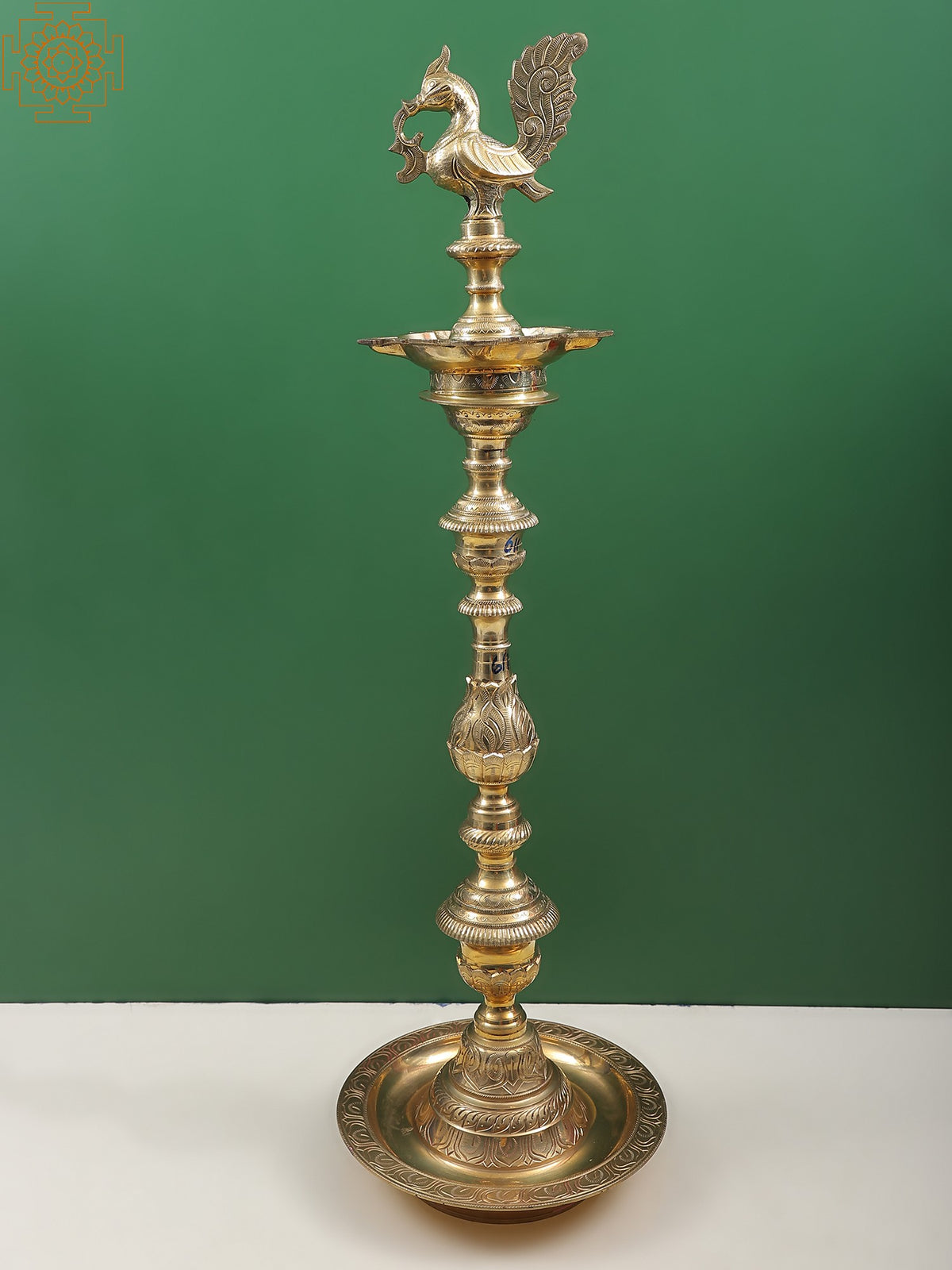 33" Dazzling Peacock Lamp (Annam Lamp) in Brass