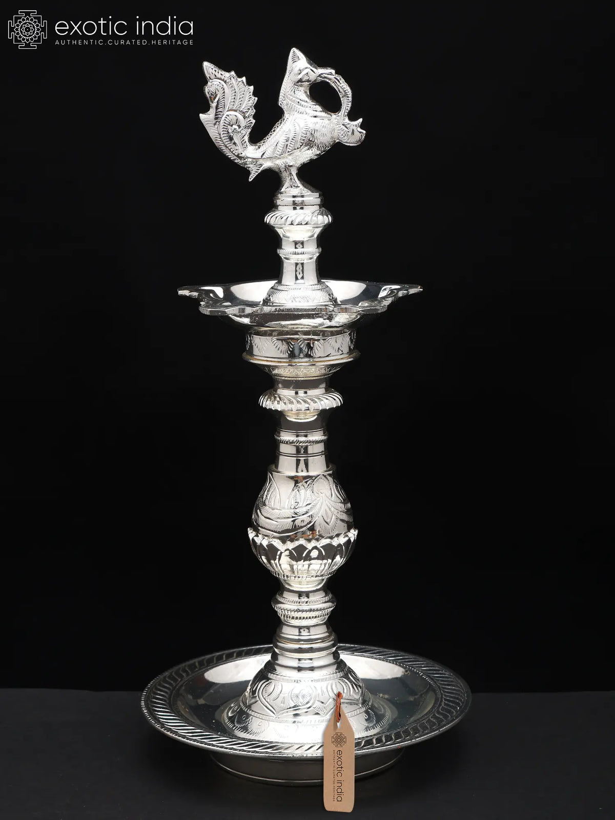 13" Alluring Peacock Lamp (Annam Lamp) in Brass