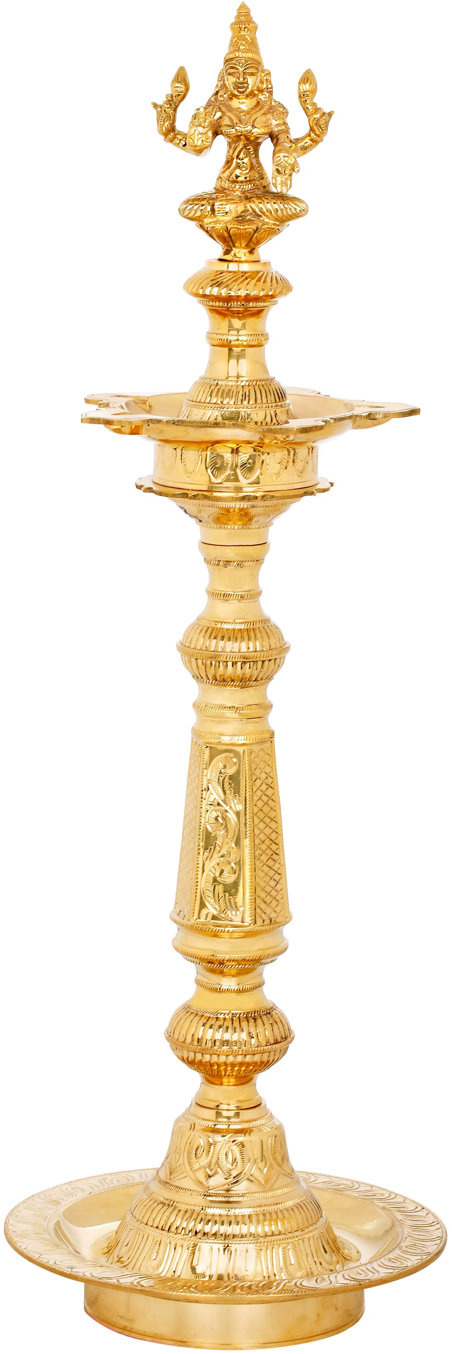 Brass Goddess Lakshmi Oil Lamp for Pooja