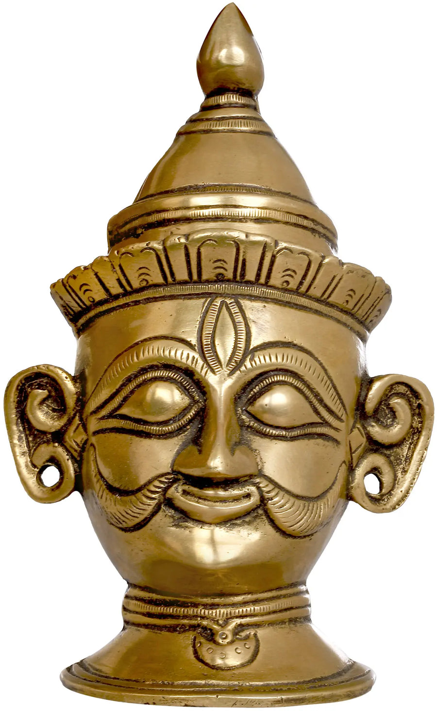 6" Bhairava Brass Mask Handmade Statue for Home Decor