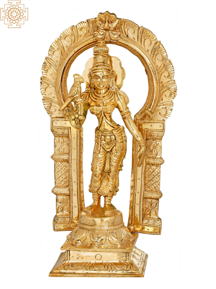 14" Meenakshi Goddess Brass Statue Handmade