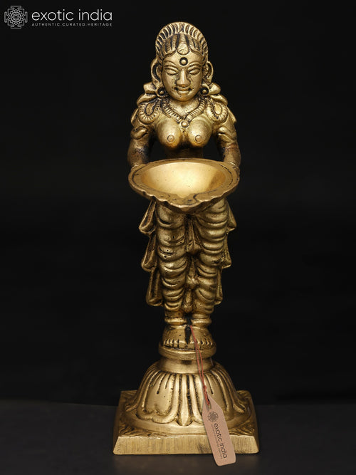6" Small Brass Deepalakshmi Statue for Pooja
