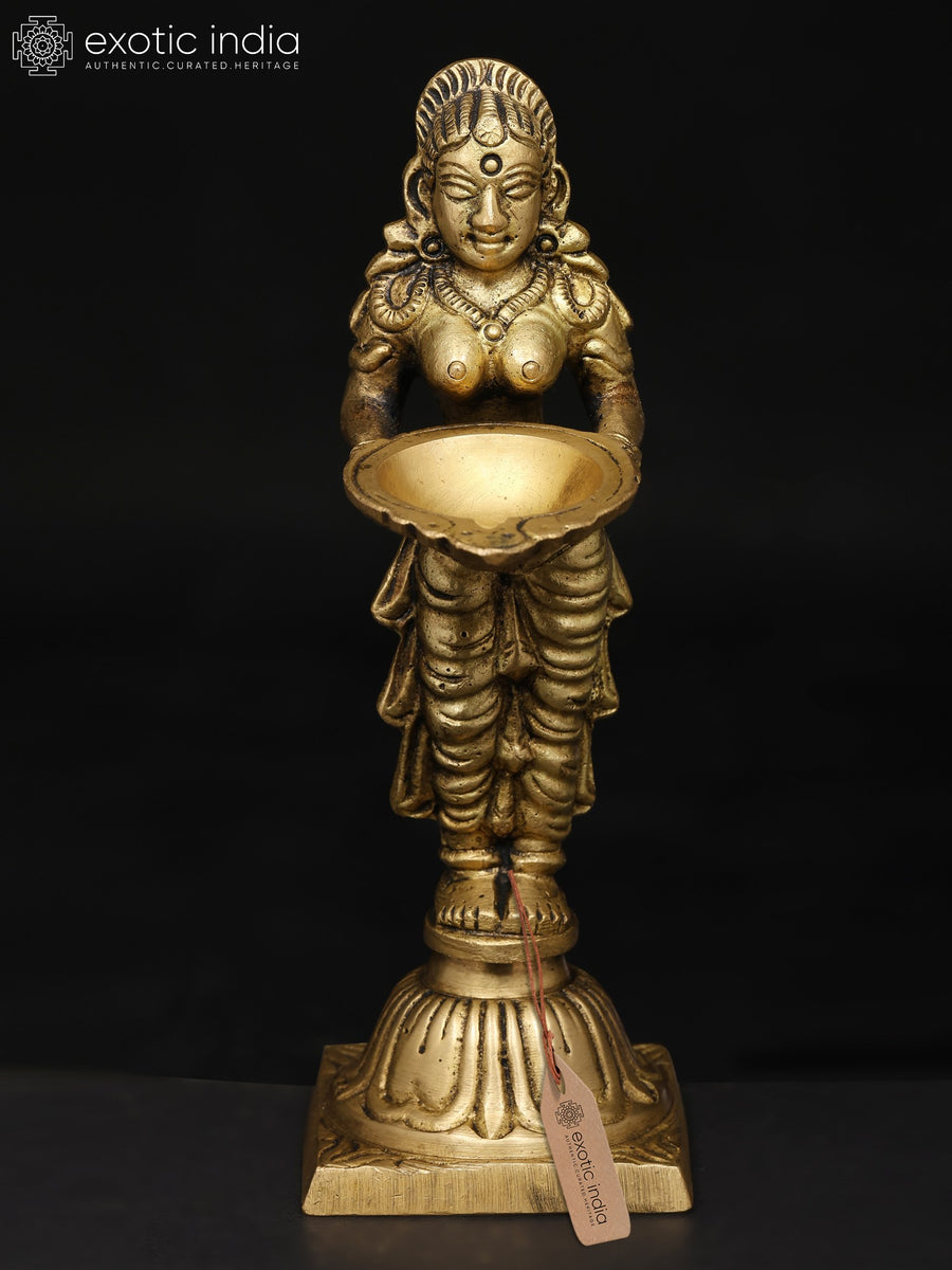 6" Small Brass Deepalakshmi Statue for Pooja