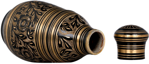 Decorated Brass Bottle which Opens at Two Places