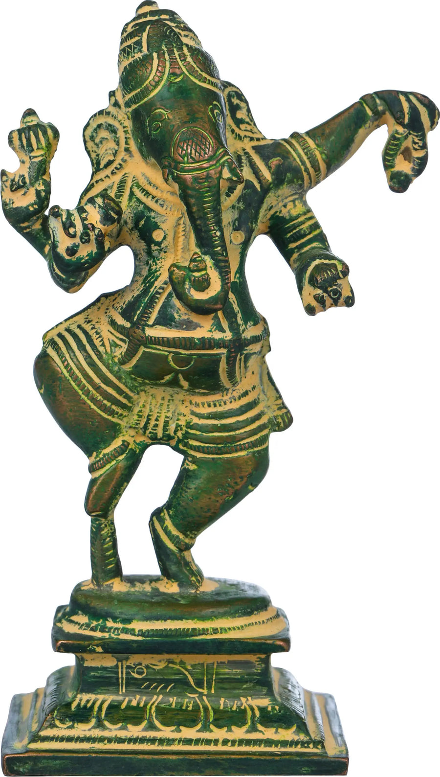 4" Dancing Ganesha Handmade Brass Sculpture